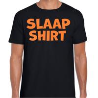 Verkleed T-shirt voor heren - slaap kop - pyjama shirt - zwart - glitter oranje - themafeest