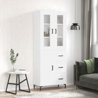 Hoge kast 69,5x34x180 cm bewerkt hout wit