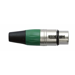 DAP XLR plug 3p female zilver met groene tule