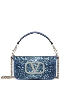 Valentino Garavani petit sac porté épaule Locò en jean - Bleu