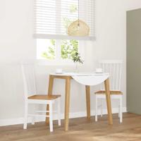 Eetkamerstoelen met kussens 2 st massief hout rubber wit