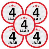 4 jaar leeftijd sticker - 5x - rond - Dia 15 cm - 4 jaar verjaardag - jubileum - leeftijd versiering