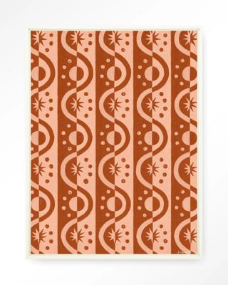 Urban Cotton Wandkleed 'Moon BlockPrint' 80 x 110cm in Floating Frame - off white