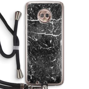 Zwart marmer: Motorola Moto G6 Transparant Hoesje met koord