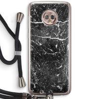 Zwart marmer: Motorola Moto G6 Transparant Hoesje met koord