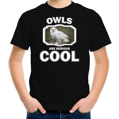 Dieren sneeuwuil t-shirt zwart kinderen - owls are cool shirt jongens en meisjes Dieren sneeuwuil t-shirt zwart kinderen - owls are cool shirt jongens en meisjes