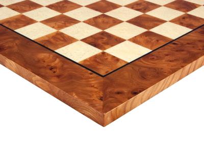 52 cm Luksus Schaakbord van Wortelhout en Iepenhout