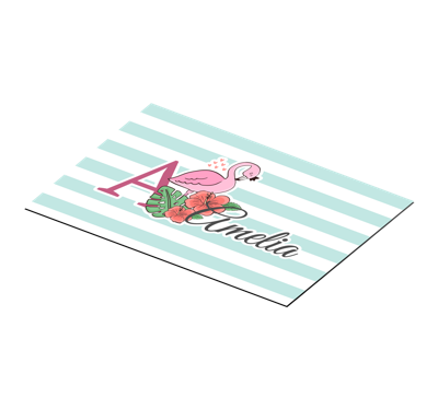 Ronde placemats Schattige dieren flamingo met naam
