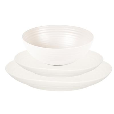Plasticforte camping borden set - creme wit - kunststof - 3 soorten - 24x stuks onbreekbaar servies