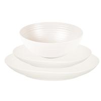 Plasticforte camping borden set - creme wit - kunststof - 3 soorten - 24x stuks onbreekbaar servies