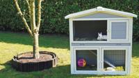 Konijnenhok bouwpakket met plastic lade en ren grijs/wit 101 cm - Gebr de boon