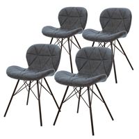 ML-Design Set van 4 eetkamerstoelen met rugleuning, antraciet, keukenstoel met kunstleren bekleding, gestoffeerde stoel