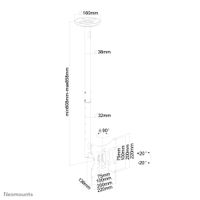 Neomounts FPMA-C060BLACK TV-plafondbeugel In hoogte verstelbaar 25,4 cm (10) - 101,6 cm (40) Kantelbaar en zwenkbaar - thumbnail