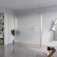 Fortifura Galeria Vrijstaande Inloopdouche - 160x200cm - Helder geribbeld - antikalk - 8mm veiligheidsglas - 2 zijwanden 40cm - wandsteunen en hoekprofielen - Geborsteld RVS PVD (RVS) SW927769 2x/SW797956/SW797948 2x/SW798730 2x