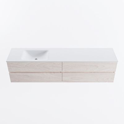 MONDIAZ VICA 200cm badmeubel onderkast Underlayment 4 lades. Wastafel CLOUD links 1 kraangat, kleur Talc.