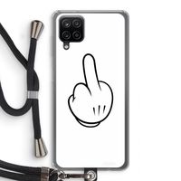 Middle finger white: Samsung Galaxy A12 Transparant Hoesje met koord
