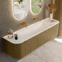 Badmeubel Mondiaz Kurve-Dlux | 170 cm cm | Meubelkleur Dusk | Wastafelkleur Ostra | Solid surface | Wasbak midden spoelbak | Zonder kraangat(en)