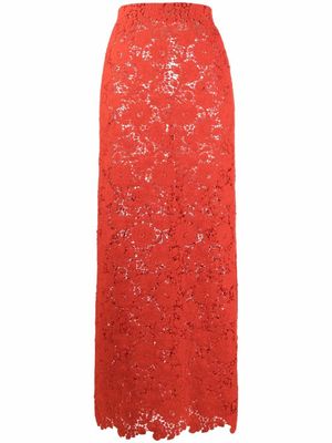 Giambattista Valli jupe taille-haute à fleurs brodées - Orange