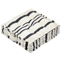 Stof Textile Vloerkussen Beach - creme wit/grijs - katoen - 45 x 45 x 10 cm - vierkant - Extra dik