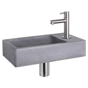 Differnz Force fonteinset beton donkergrijs - kraan recht - 40 x 22 x 8 cm - mat chroom