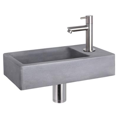 Differnz Force fonteinset beton donkergrijs - kraan recht - 40 x 22 x 8 cm - mat chroom