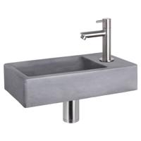 Differnz Force fonteinset beton donkergrijs - kraan recht - 40 x 22 x 8 cm - mat chroom