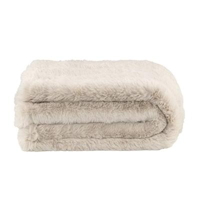 Leen Bakker - Plaid Donnie - Zand - 130x160 Cm - Polyester - Wit