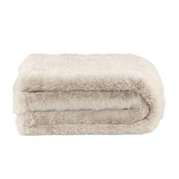 Leen Bakker - Plaid Donnie - Zand - 130x160 Cm - Polyester - Wit