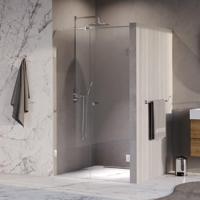 BRAUER Void Carving Nisdeur - 2-delig - 110x200cm - 60cm draaideur aan muur - glascoating - omkeerbaar - helder glas - Chroom GS-VOCN2H6050200CE