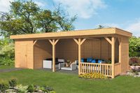 Lariks/Douglas Overkapping Oslo L type 10 blank 903x380 cm- Plat dak- Onbehandeld lariks Douglas hout- Tuindeco