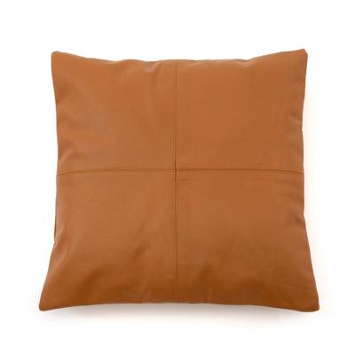De Four Panel Leather Kussenhoes - Camel - 40x40