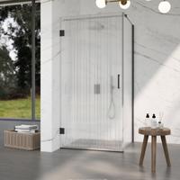 Fortifura Galeria Douchecabine - 100x120x200cm - scharnieren - deurgreep - stabilisatiestang - helder geribbeld - veiligheidsglas - mat zwart SW1208822/SW1122561/SW797905/SW797953