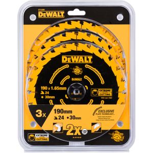 DEWALT Cirkelzaagbladenset DT10399-QZ zaagblad 3x 190 mm