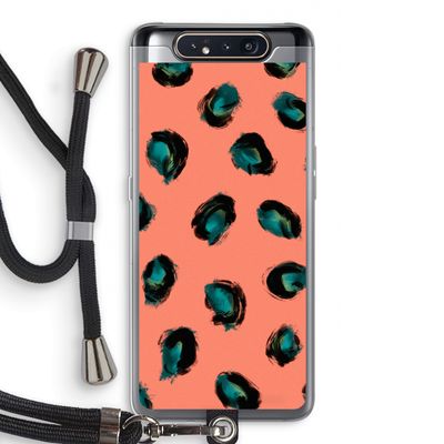 Pink Cheetah: Samsung Galaxy A80 Transparant Hoesje met koord