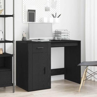 Bureau met lade Zwart Eiken 100 x 49 x 75 cm Bewerkt hout