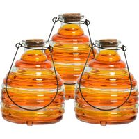 3x wespenvanger/wespenval met hengsel - glas - oranje - D13 x H17 cm - thumbnail