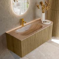 Badmeubel Mondiaz Kurve-Dlux | 115 cm | Meubelkleur Dusk | Wastafelkleur Arena | Solid surface | Wasbak linker zijde spoelbak | 1 kraangat