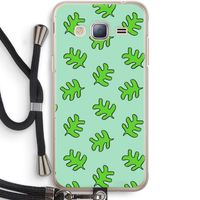 Groene blaadjes: Samsung Galaxy J3 (2016) Transparant Hoesje met koord