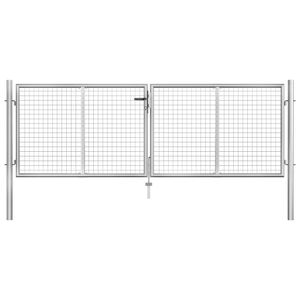 Poort 306x125 cm gegalvaniseerd staal zilverkleurig