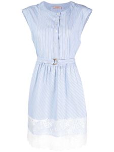 TWINSET robe courte bordée de dentelle - Bleu