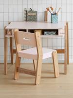 Stoel, zitting H 45 cm LIJN ARCHITEKT roze/hout Stoel, zitting H 45 cm LIJN ARCHITEKT roze/hout