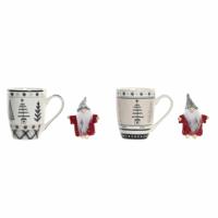 Mok DKD Home Decor Roze Zwart Porselein Bone China (360 ml) (2 Stuks)
