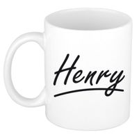 Naam cadeau mok / beker Henry met sierlijke letters 300 ml