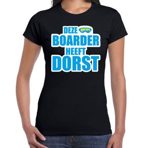 Apres ski t-shirt Deze snowboarder heeft dorst zwart dames - Wintersport shirt - Foute apres ski ou