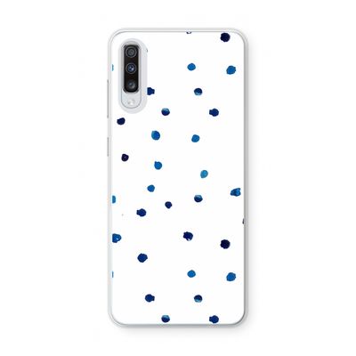 Blauwe stippen: Samsung Galaxy A70 Transparant Hoesje