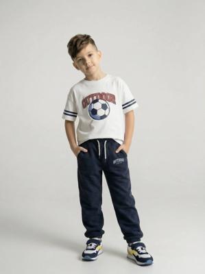 Joggingbroek van molton met verstelbare taille marineblauw Joggingbroek van molton met verstelbare taille marineblauw