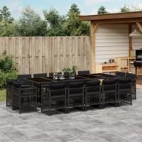 15-delige Tuinset met kussens poly rattan zwart