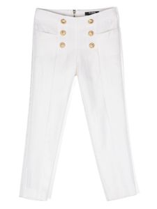 Balmain Kids pantalon à boutons embossés - Blanc