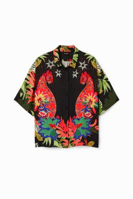 Tropisch shirt met korte mouwen - BLACK - XL