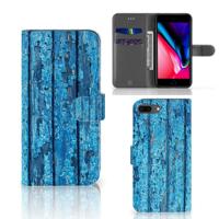Apple iPhone 7 Plus | 8 Plus | Book Style Case | Wood Blue